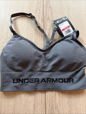 Under Armour Women's Charcoal Grey Logo Bralette Sports Bra